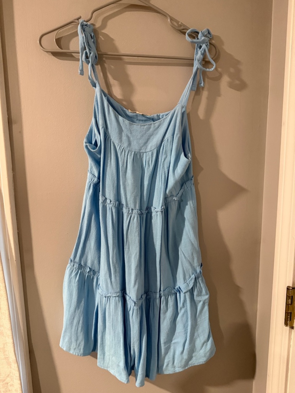 La Hearts Light Blue Tiered Tie-Shoulder Sundress